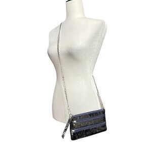 🆕 Danier Leather Snake Skin Embossed Patent Crossbody / Clutch